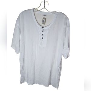 Syiva women's white short-sleeved button front top size XL